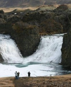 Hjálparfoss in Fossá river in Þjórsárdalur valley