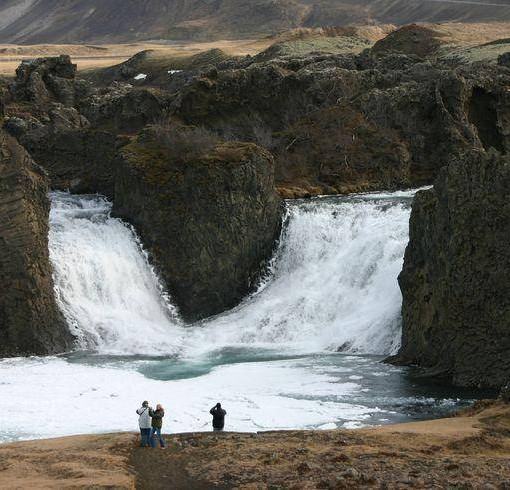 Hjálparfoss in Fossá river in Þjórsárdalur valley