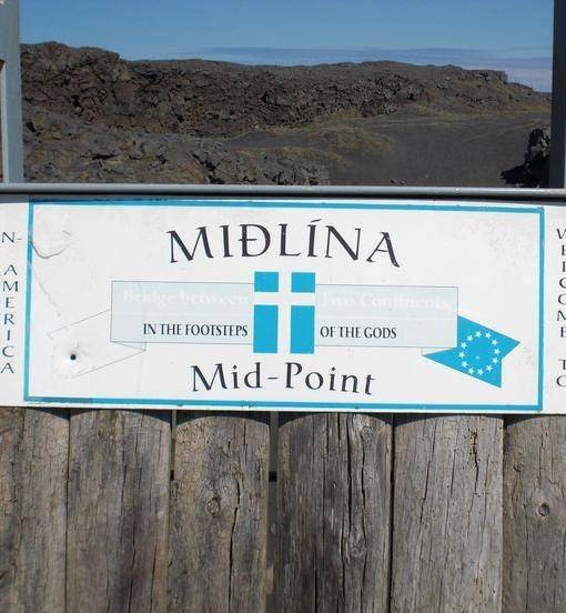 Mid-Point and the Leif the Lucky bridge over Álftagjá in the Reykjanes Peninsula