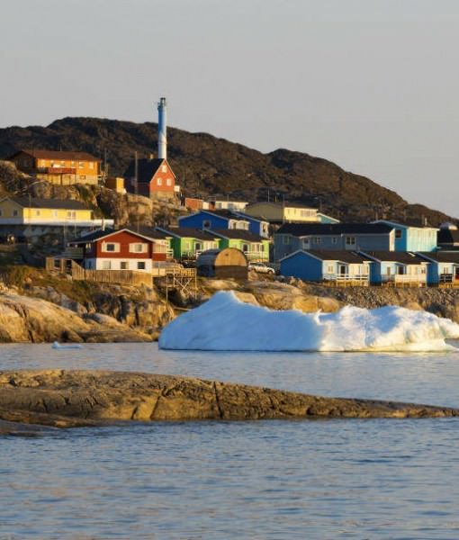 Village off the coast of Greenland.