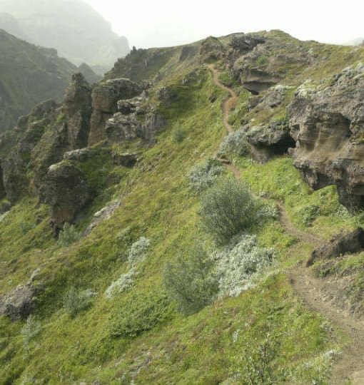 One of many hiking trails in Þórsmörk (Thorsmork) in sout of Iceland.